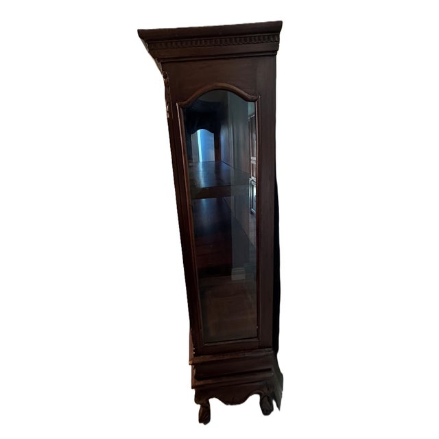 Vintage Chippendale Style 3-Door Mahogany China Cabinet W/ 3 Drawers & Key For Sale - Image 11 of 11