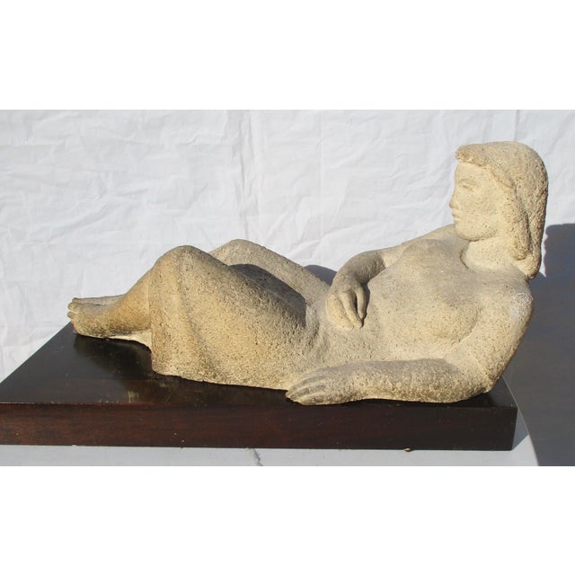 Mid-Century Modern Berta Margoulies MCM Concrete Sculpture of Reclining Woman For Sale - Image 3 of 15