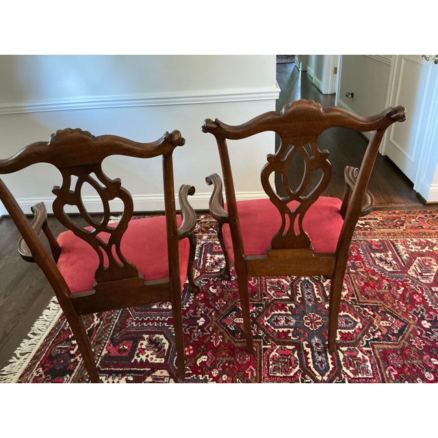 English Vintage Chippendale Mahogany Carved Armchairs With Claw Feet For Sale - Image 3 of 7