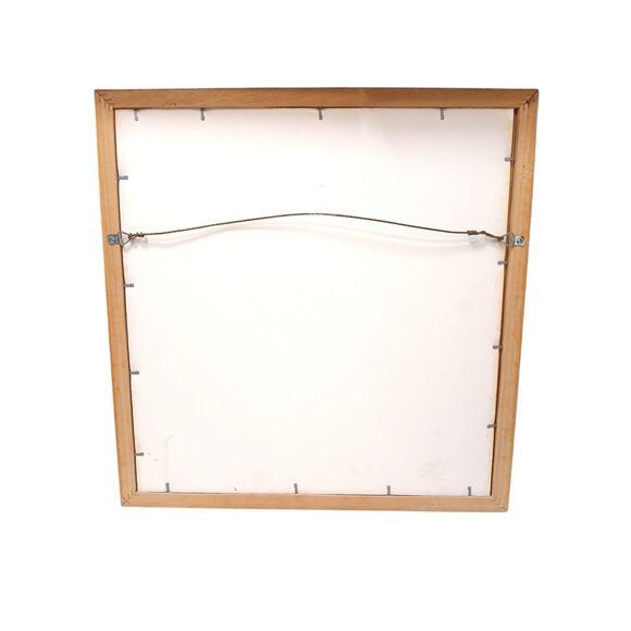 1950s Watercolor Painting Abstract Lt Blue Floral Wood Bamboo Frame Hollywood Regency For Sale - Image 14 of 14