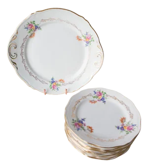 French Earthenware Dessert Service for 12 by Lamandinoise, 1930s, Set of 13