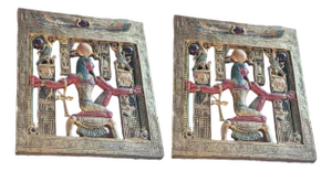 Vintage Egyptian Hieroglyph Wall Plaques - a Pair