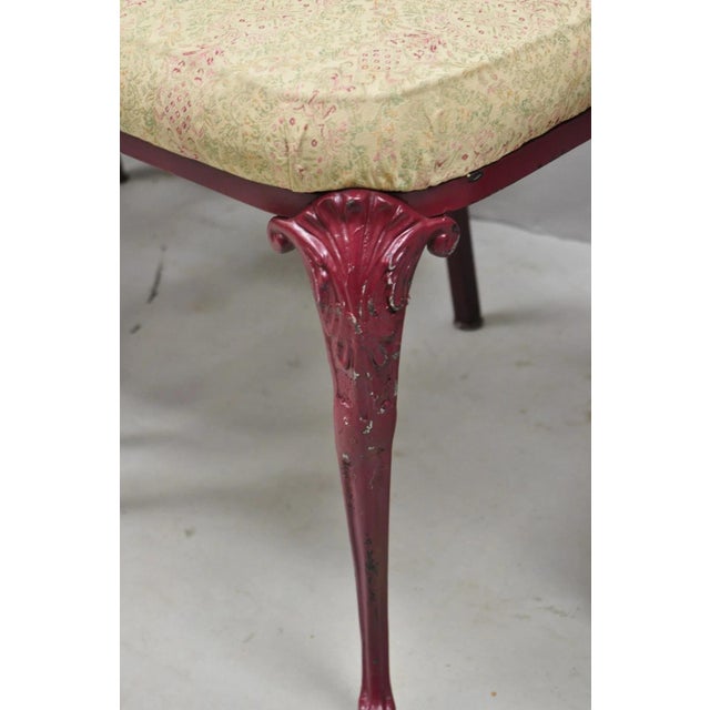 Vintage Hollywood Regency Victorian Style Red Cast Metal Dining Chairs Set of 4 For Sale - Image 10 of 16