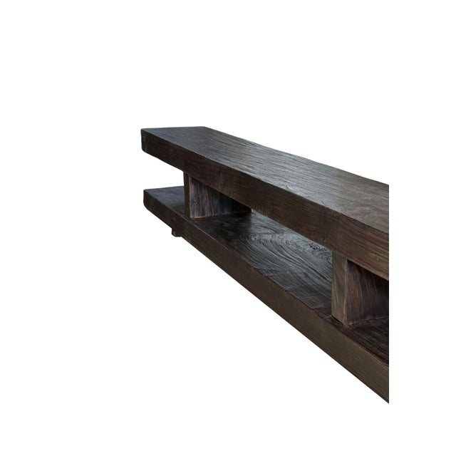 Sculptural Teak Wood Long Bench Stunning Wood Textures, Modern Organic For Sale - Image 6 of 11