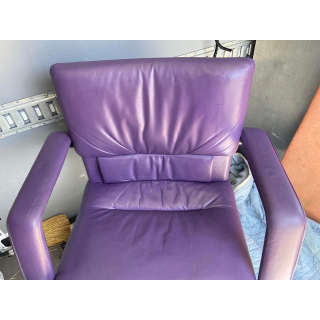 1990s Mario Bellini Vitra Figura Post Modern Purple Leather Desk Chair For Sale - Image 12 of 12