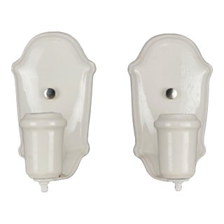 Mid 20th Century Restored Traditional White Ceramic Wall Sconces - a Pair For Sale