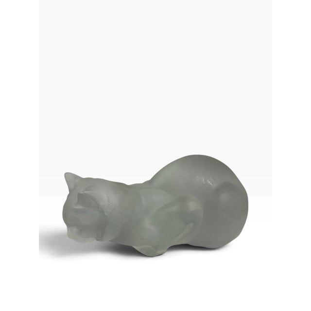 Lalique France 'Chat Couché' frosted crystal cat — the crouching cat first designed by René Lalique in 1932 and reissued...