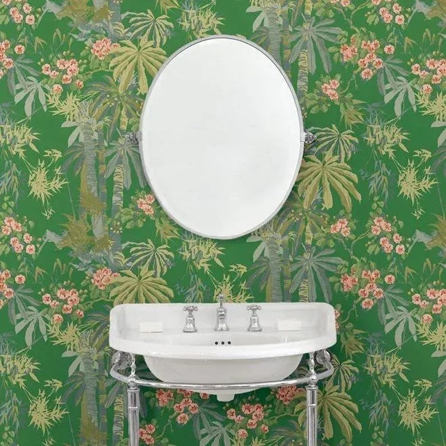 English Bamboo Garden Emerald Wallpaper For Sale - Image 3 of 6