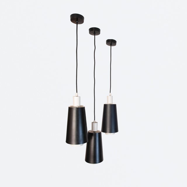 Metal Vintage Black and White Pendants, 1960s, Set of 3 For Sale - Image 7 of 7