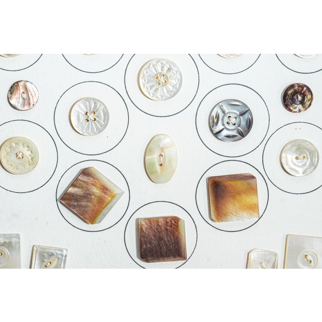 Mid 20th Century Fascinating Collection of Framed Mother of Pearl Antique Buttons Clothing Fashion For Sale - Image 5 of 14
