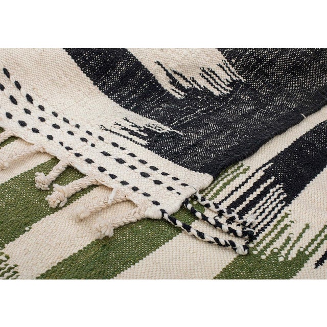 Black Moroccan Flatweave Wool Rug by Azele Studio For Sale - Image 8 of 9