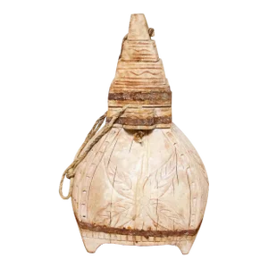 Bleached Wood Carved Indian Vessel