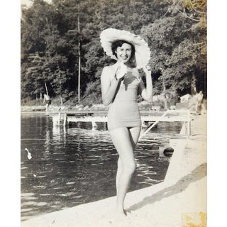 Vintage 1950's Snapshot Photograph Bathing Beauty in Swimsuit For Sale