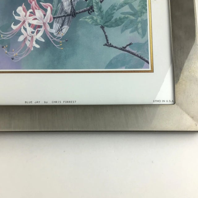 Metal Reed & Barton Framed Blue Jay Litho Print by Chris Forrest For Sale - Image 7 of 12