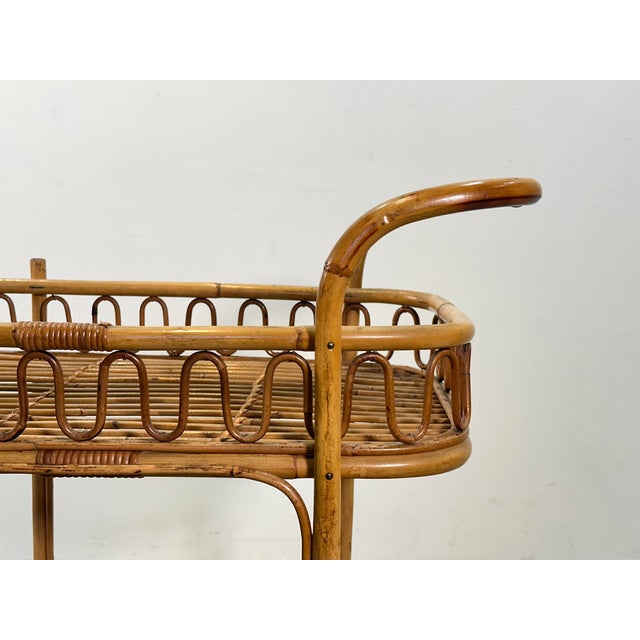 1970s Rattan and Bamboo Bar Cart, 1970s For Sale - Image 5 of 10