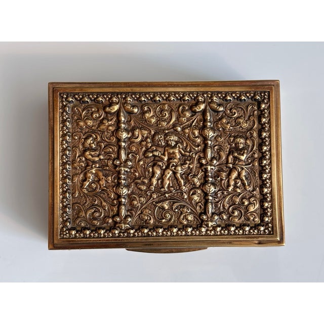 Art Nouveau Cigarettes Box in Brass and Wood from Erhard & Söhne, 1920s For Sale - Image 3 of 18