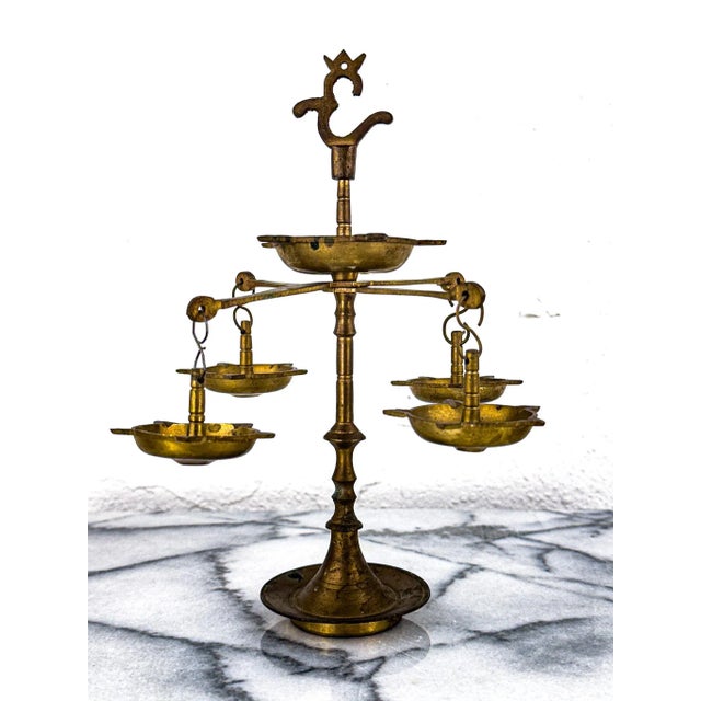 1950s Brass Panchmukhi Diya Oil Lamp For Sale - Image 9 of 9