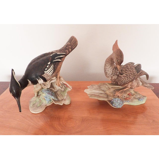 Mid-Century Modern Boehm Porcelain Sculpture Pair Hooded Mergansers Water Fowl Birds Male & Female For Sale - Image 3 of 12