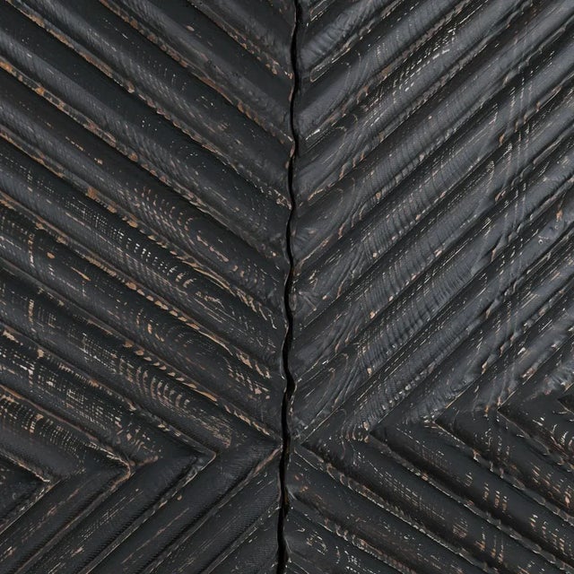 Ebony Geometric Wood Cabinet For Sale - Image 11 of 12