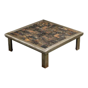 Les Lettres' Steel and Wood Letterpress Cocktail Table by Raoul W., Signed