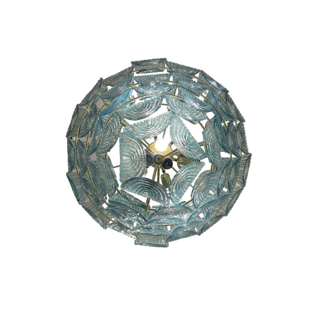 Art Deco Blue Five-Tier Pendant Lamp, 1950s For Sale - Image 3 of 7