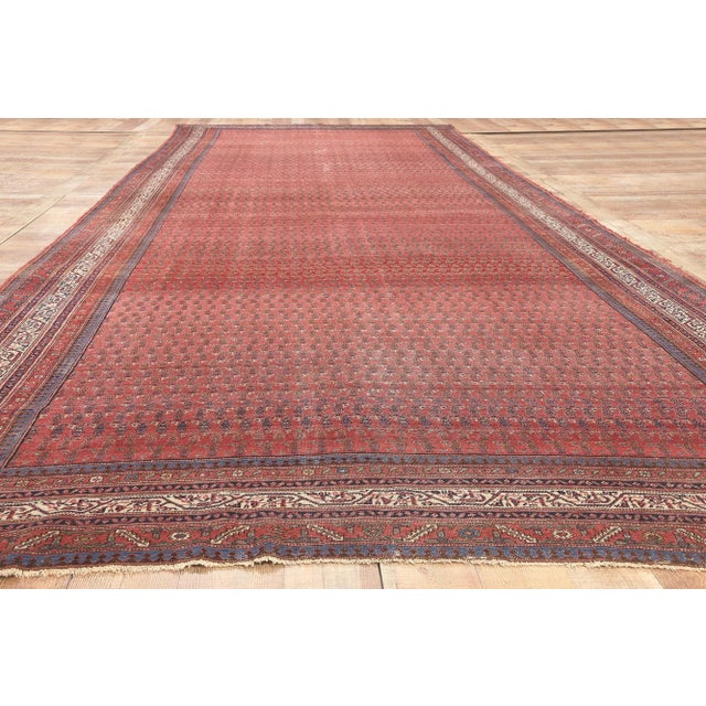 Red Early 20th Century Extra-Long Antique-Worn Persian Saraband Rug - 07'03 X 19'11 For Sale - Image 8 of 9