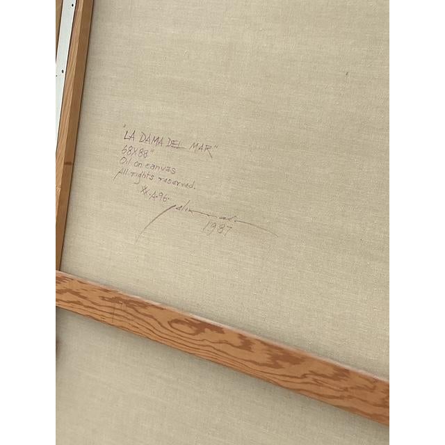 Vintage Monumental Original Abstract Figurative Oil Painting on Canvas For Sale - Image 9 of 12