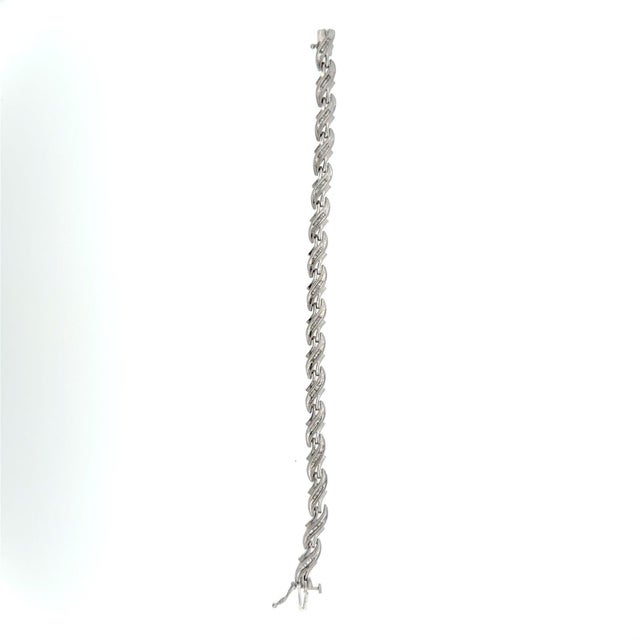 Silver 925 Diamond Baguette Tennis Bracelet For Sale - Image 4 of 5
