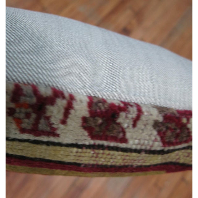 Early 20th Century Zabihi Collection Raspberry Turkish Ghiordes Rug Pillow For Sale - Image 5 of 5