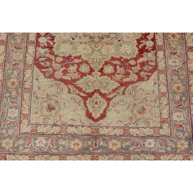 Fine Turkish Oushak Rug With Centre Medallion in Light Red and Ivory For Sale - Image 9 of 12