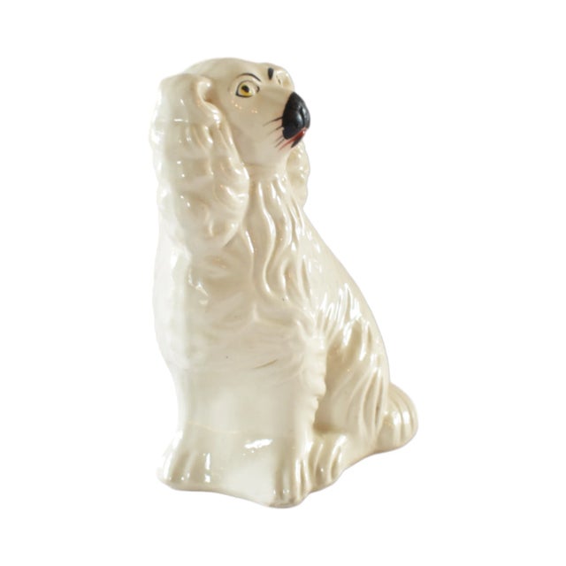 2020s Barnabas the White Staffordshire Dog and His Portrait by Susannah Carson For Sale - Image 5 of 12