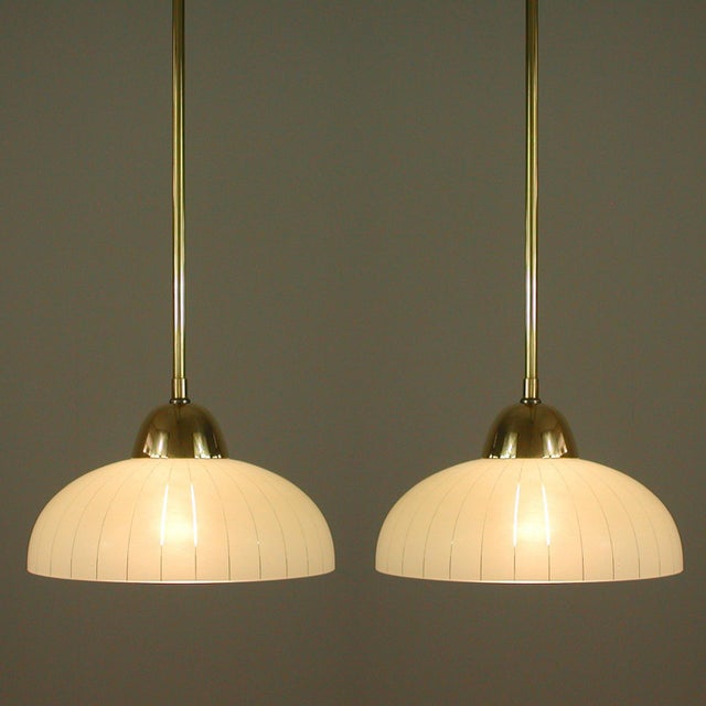 Swedish Striped Glass and Brass Pendants, 1950s, Set of 2 For Sale - Image 13 of 16