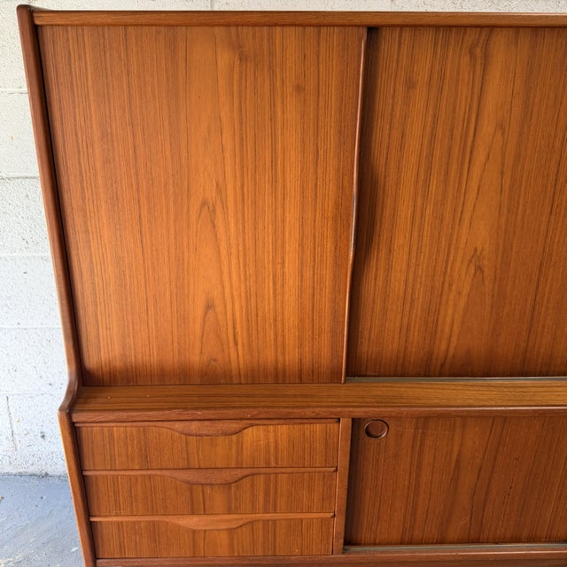 Mid-Century Modern Large Vintage Danish Modern Teak Credenza or Highboard, Circa 1960s Mid Century For Sale - Image 3 of 13
