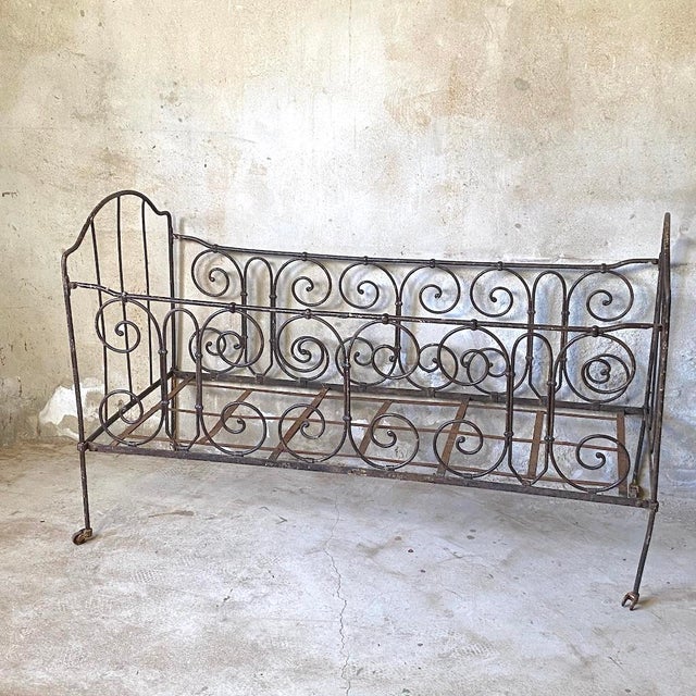 Vintage Wrought Iron Bench, 1950s For Sale - Image 4 of 9