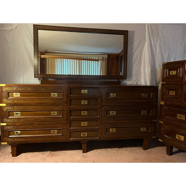 Expertly crafted with the sophistication of yesteryear, the Latif Bros Rosewood Bedroom Furniture set epitomizes classic...