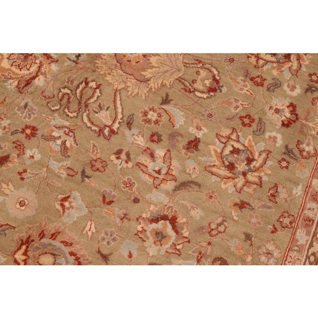 Shabby Chic 1990's Pak-Persian Green/Taupe Wool Rug - 6'0'' X 9'3'' For Sale In New York - Image 6 of 9