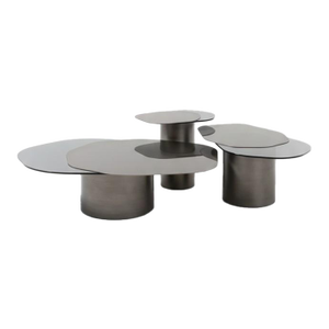Set of 3 Modern Irregular Kaylee Coffee Table Set in Silver
