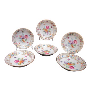 Dresden Carl Schumann Bavaria Colorful Floral 5 1/4" Fruit Dessert Bowl Set of 6 For Sale