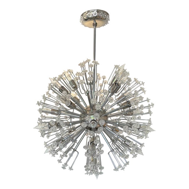 Myran Allan Luxury Lighting Mid-Century Modern Style Chrome Plated Sputnik Chandelier For Sale