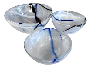 Early Edition Contrast Series Bowls in Mouth-Blown Art Glass by Anna Ehrner for Kosta Boda, Sweden, 2005, Set of 3