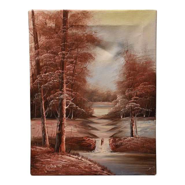 1970s Crimson Creek Oil Painting For Sale