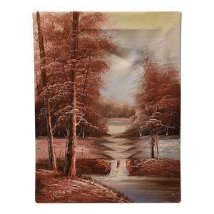 1970s Crimson Creek Oil Painting