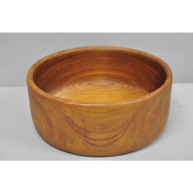 Vintage Mid Century Danish Modern Carved Teak Wood Salad Fruit Bowl (A) For Sale - Image 13 of 13