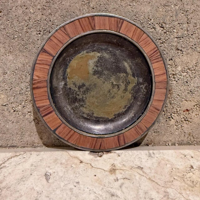 AMBIANIC presents 1970s Los Castillo Plate Bronze and Silverplate Taxco Mexico Vintage patina and condition- worn finish...