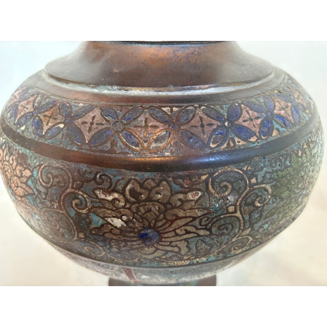 Late 19th Century Chinese Bronze and Cloisonne Vase (Champleve) For Sale - Image 13 of 14