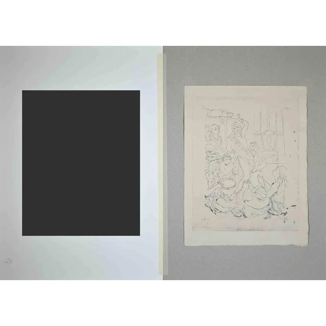 For Herodias of G. Florent is an original etching realized by Edouard Chimot in 1936. The artwork is an etching, artist...