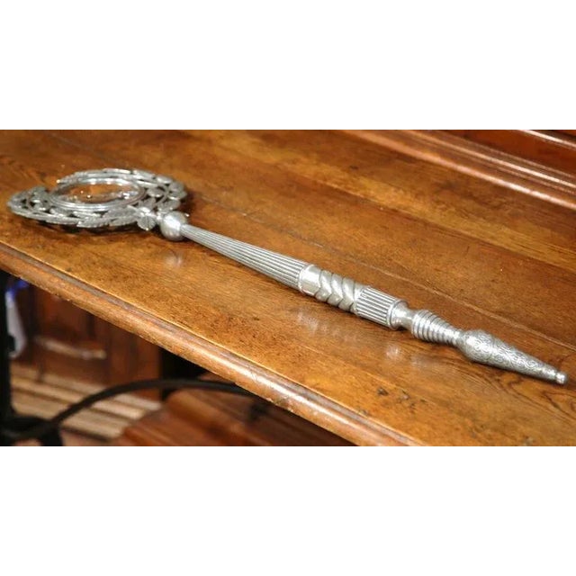 19th Century French Pewter Magnifying Glass With Laurel Wreath Frame For Sale In Dallas - Image 6 of 6