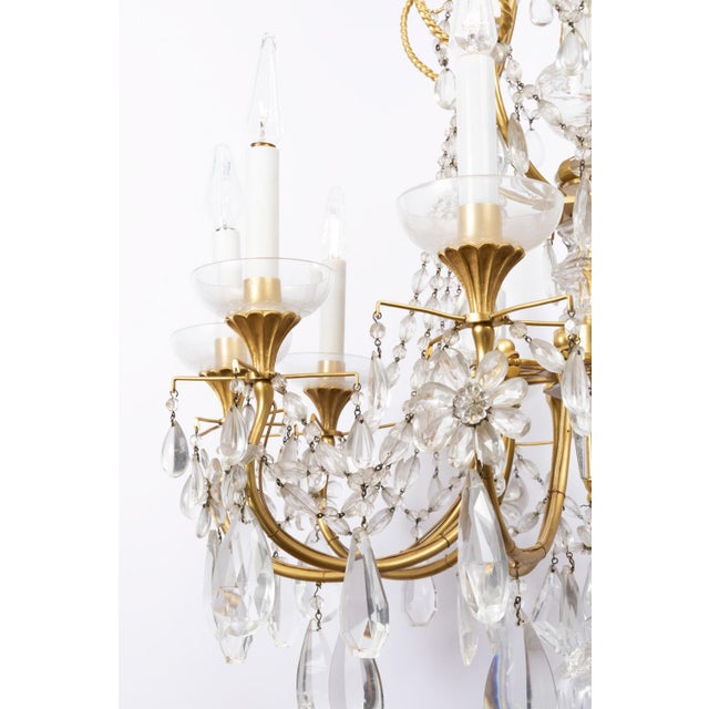 Chandelier in Crystal and Gilt Bronze, 1950s For Sale - Image 10 of 12