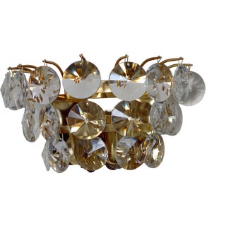 Vintage Brass and Lead Crystal Wall Lamp from H. Richter, 1960s For Sale