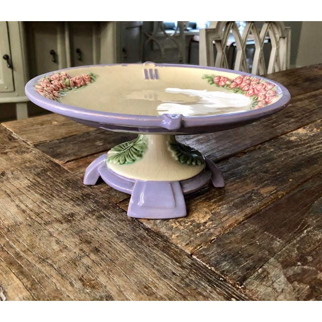 1920s 1920s Art Deco Eichwald Czechoslovakia Majolica Footed Cake/Pastry Stand For Sale - Image 5 of 10